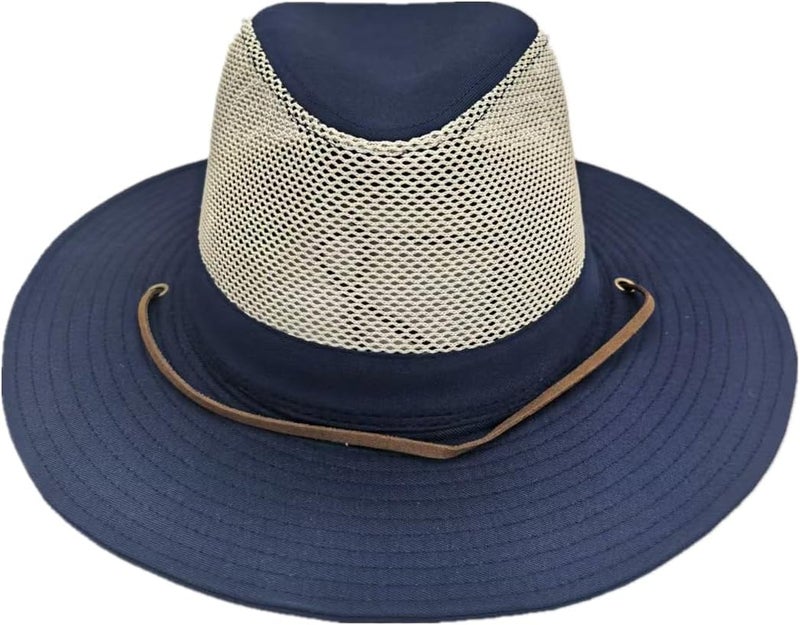 TUREVIEW Store Men's Flat Wide Brim Mesh Safari Outdoor Hat Panama Hat Travel Fishing Hiking with Windproof - Image 2